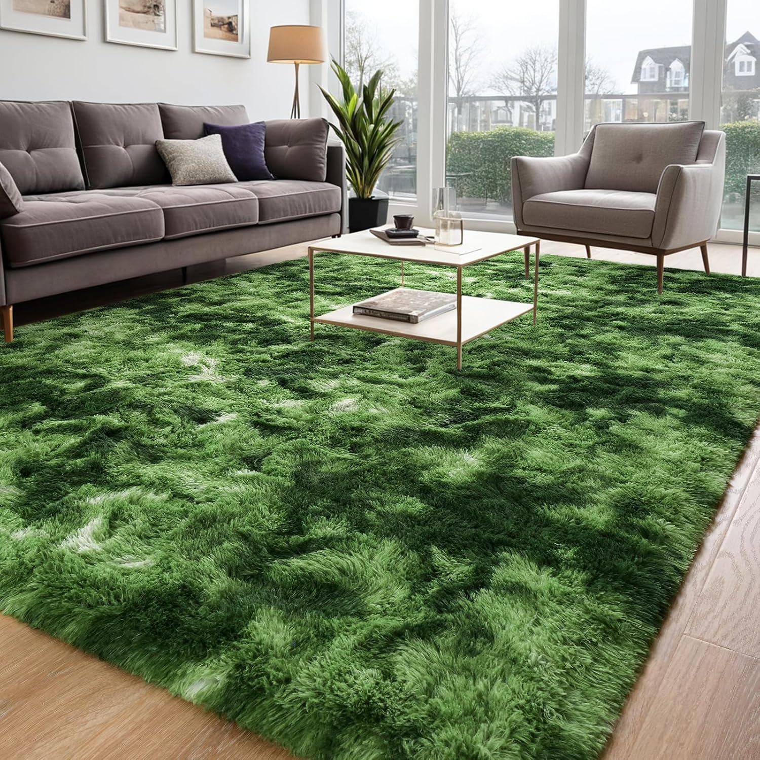 Amazon.com: Jocovieh Soft Dark Green Rugs for Bedroom, 5x7 Feet Fluffy ...