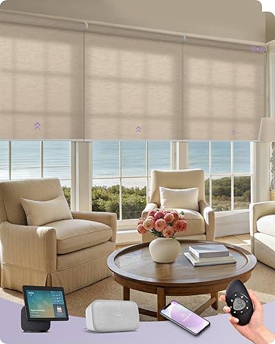 Miniatura 43 de Graywind - Cortinas solares motorizadas compatibles con Alexa, Google, WiFi, casa inteligente, control remoto, persianas eléctricas con filtro