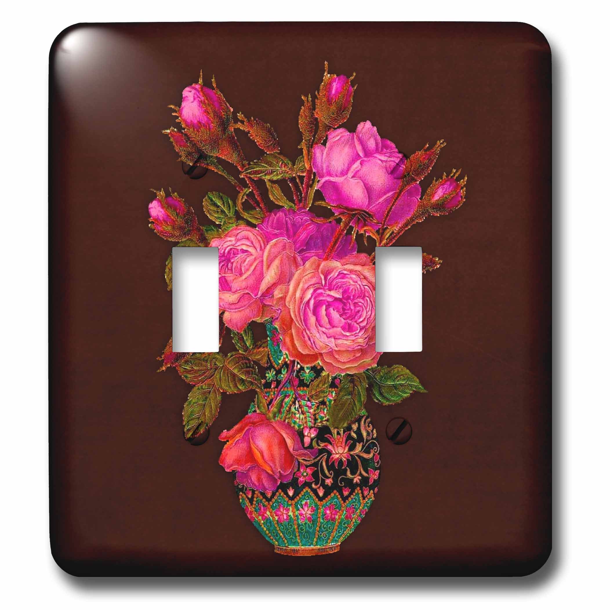 Interrupteur à baïonnette rose bouquet 3dRose LSP_54002_2 vase vintage bordeaux