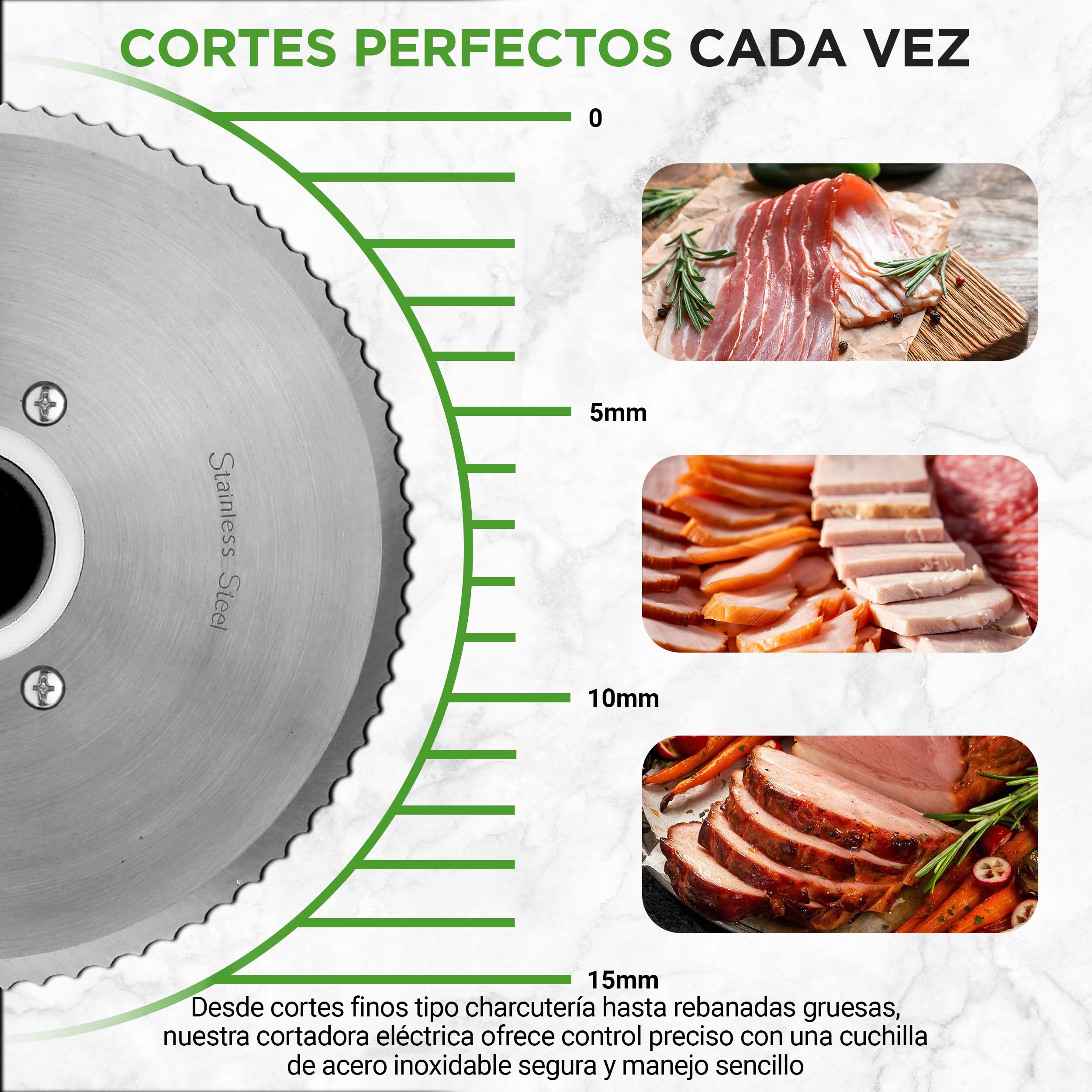 NutriChef Cortadora de fiambres, Picador de carne, Eléctrico, 200 V, Para jamón, Queso y pan, Rebanadora automática, Grosor ajustable, Cuchilla inoxidable, Empujador seguro
