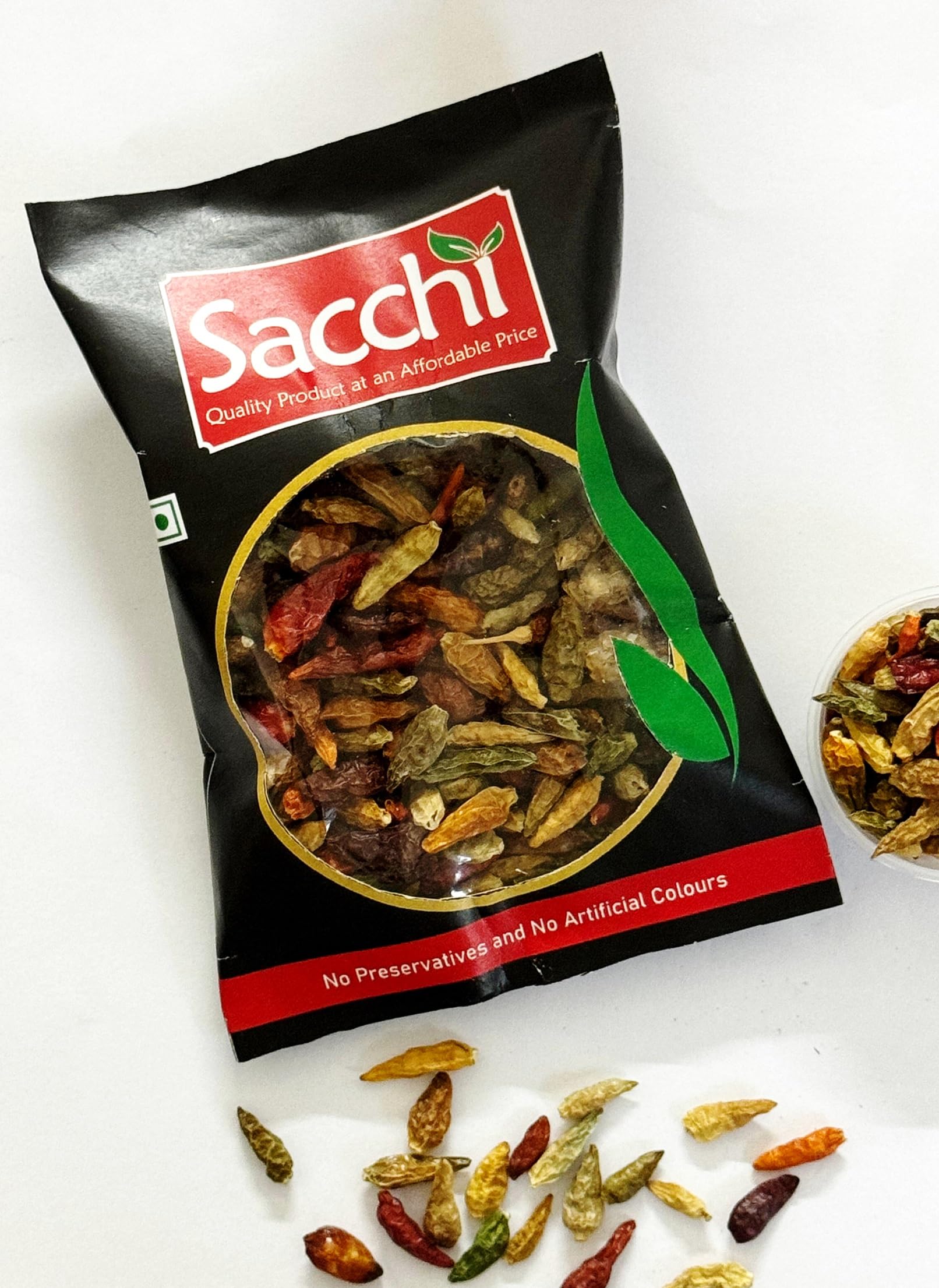 Sacchi Bird Eye Chilli with stem (Longi Mirch) - 25 grams | 2cm to 3cm long | Thai Chilli | Jeerige Menasu (B0DDTRDQM7) Amazon Price History, Amazon Price Tracker