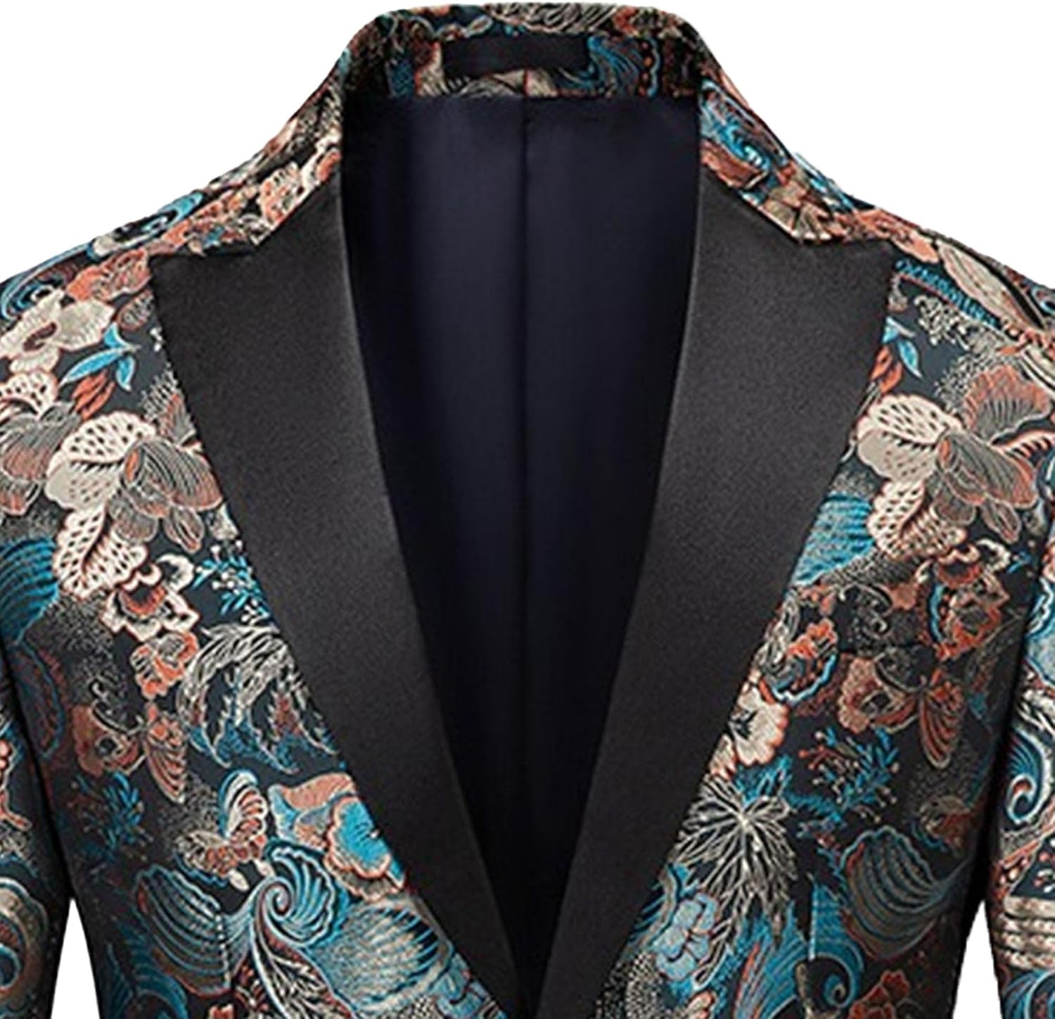 Mens 1 Button Printed Suit Jacket Pattern Sport Coat Party Dress Wedding Notched Lapel Floral Tuxedo Blazer