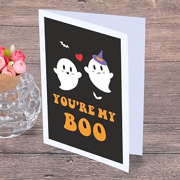 Boo Basket Stuffers for Her Him Kids Halloween Basket Stuffers for Women Men Horror Spooky Basket Stuffers for Girls Boys Birthday Cards for Boyfriend Girlfriend Couple Boo Gifts Halloween Card