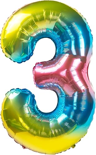 Miniatura 3 de Party Kawaii Globos gigantes de 32 pulgadas para inflar con helio, para fiesta de cumpleaños, color degradado arcoíris (número 8 en degradado)