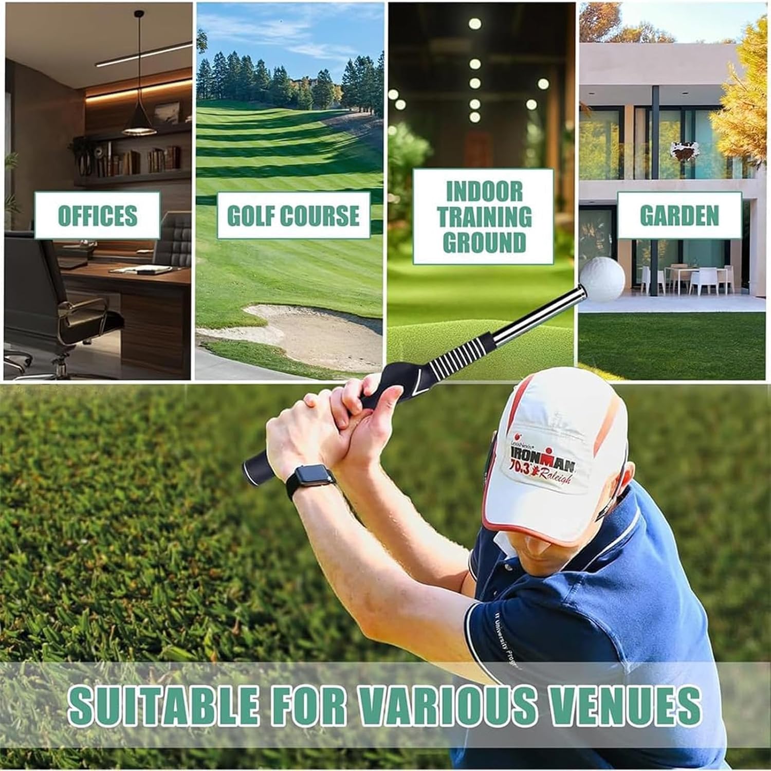 Golf Telescopic Club, Retractable Golf Swing Training Aid, Golf Grip Trainer with Click Feedback, for Beginners Professionals, Rhythm, Power & Grip Training