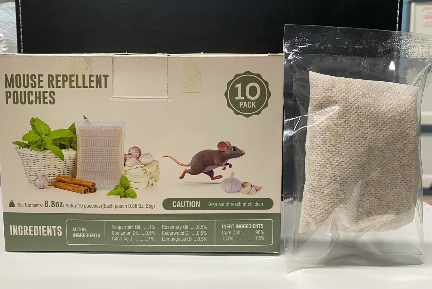 Pest Repellent Pouches, Peppermint Oil for Rodent, Mouse, Rats, Spider, Squirrel, Pest Control Indoor & Outdoor, Natural Mouse Deterrent Replace Traps Family & Pet Safe(10 Pack)