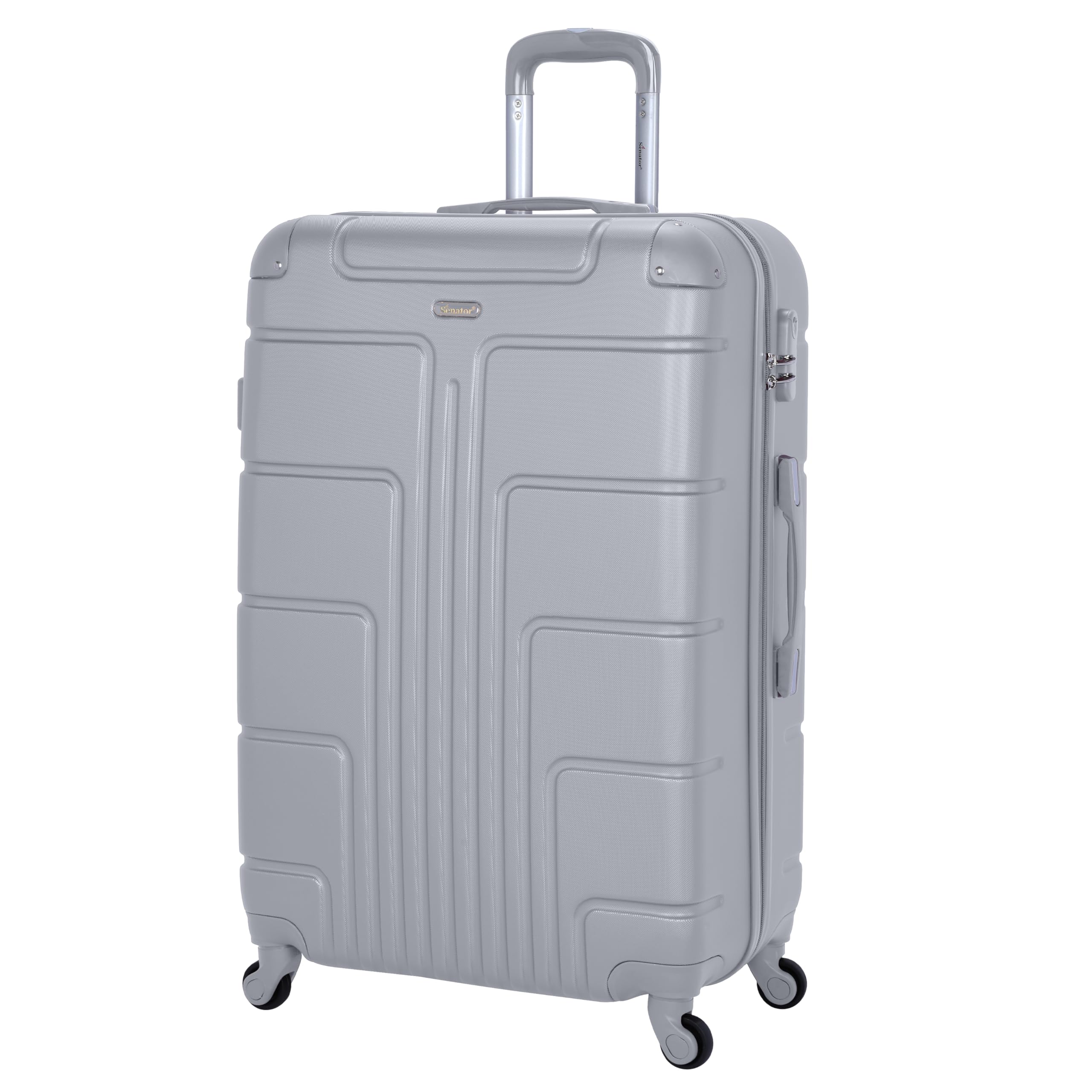 Senator Lightweight Luggage Checked Bag- Durable Hard Shell 32 Inches Suitcase for Unisex Travel A1012 | ABS Extra Large Hard sided with Spinner Wheels 4 (Checked Luggage 32-Inch, Silver)