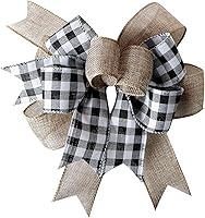 Vista 6 de SIMISI RIBBON Lazo de Navidad Verde Rojo con Puntos, Lazo Rústico de Arpillera para Corona, Árbol de Navidad, Decoración de Fiestas (24.1 x 33 cm)