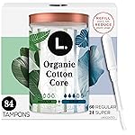 L. Cotton Tampons Regular/Super Absorbency Multipack, Contains an Organic Cotton Core, Made Without Synthetic Pesticides, or Fragrances, 84 Count (2 Packs of 42)