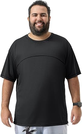Arcweg Mens Big and Tall Swim Shirt UPF 50+ Sun Protection Rash Gard T-Shirt Quick Dry XL-6XL