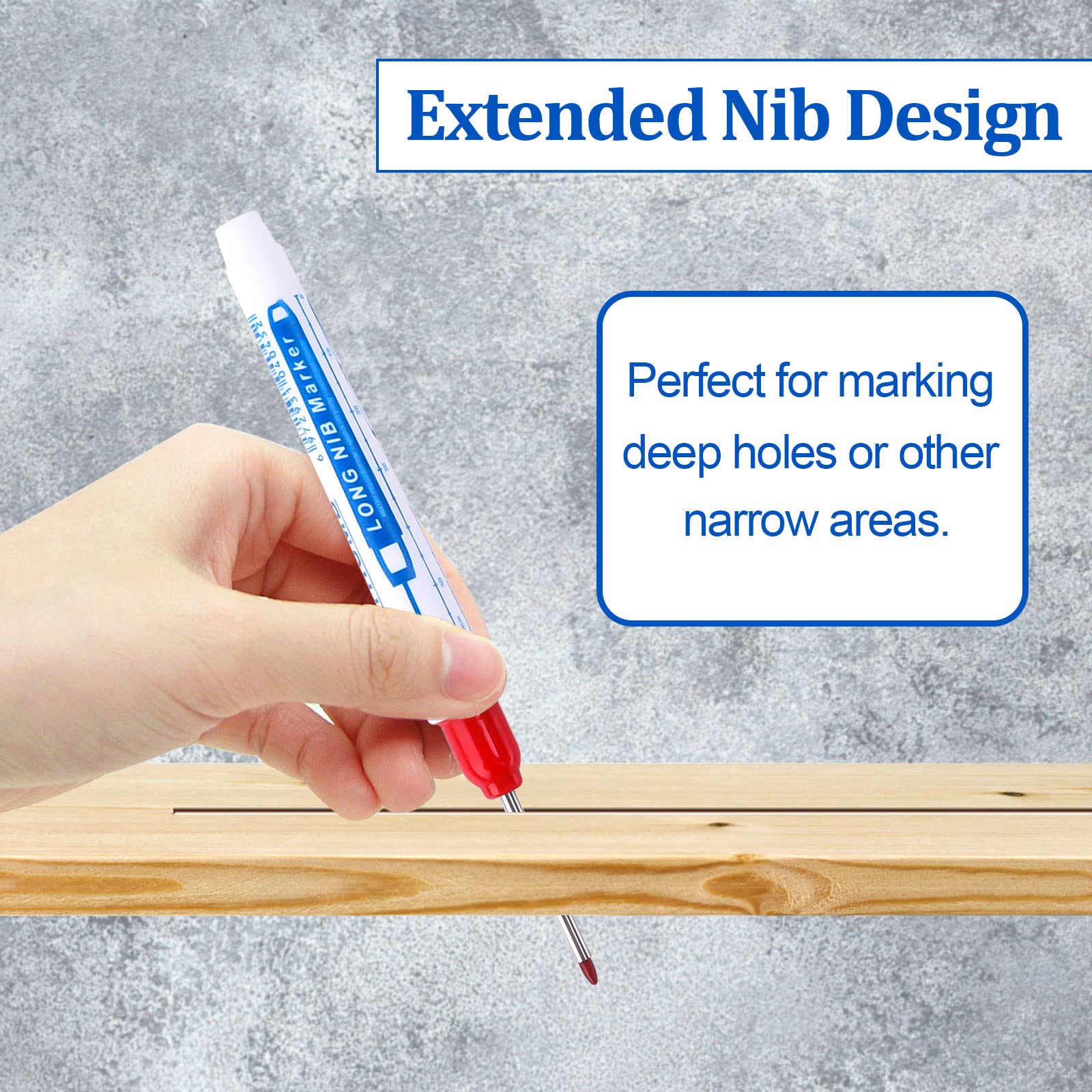 Pennarello Per Fori Profondi - Set 9 Pezzi Punta Lunga 30mm, Per Falegnameria - Foto 9