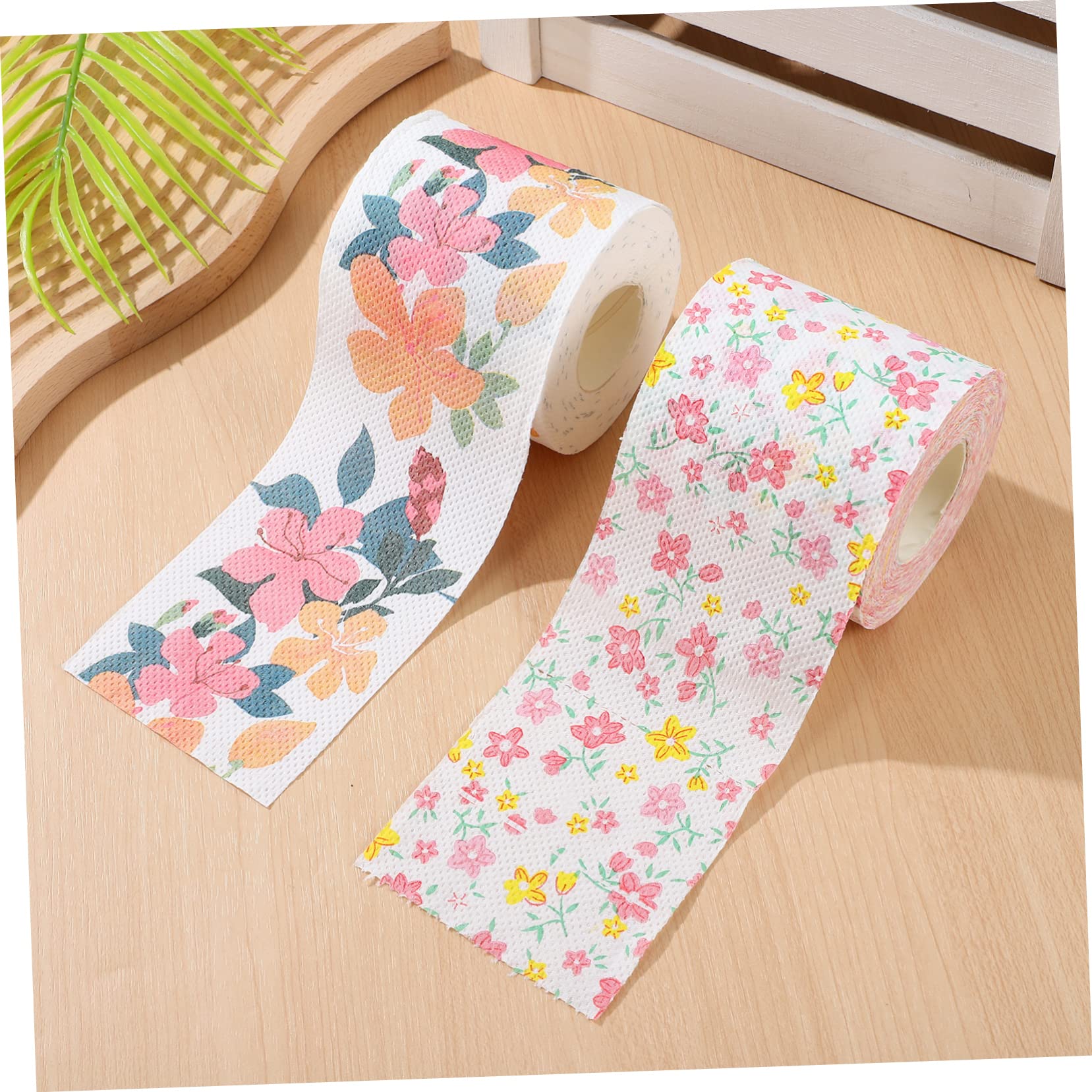 Healvian 2 Rollos de Papel higiénico con Estampado Floral, Agradable al Tacto, para Uso en casa y Oficina
