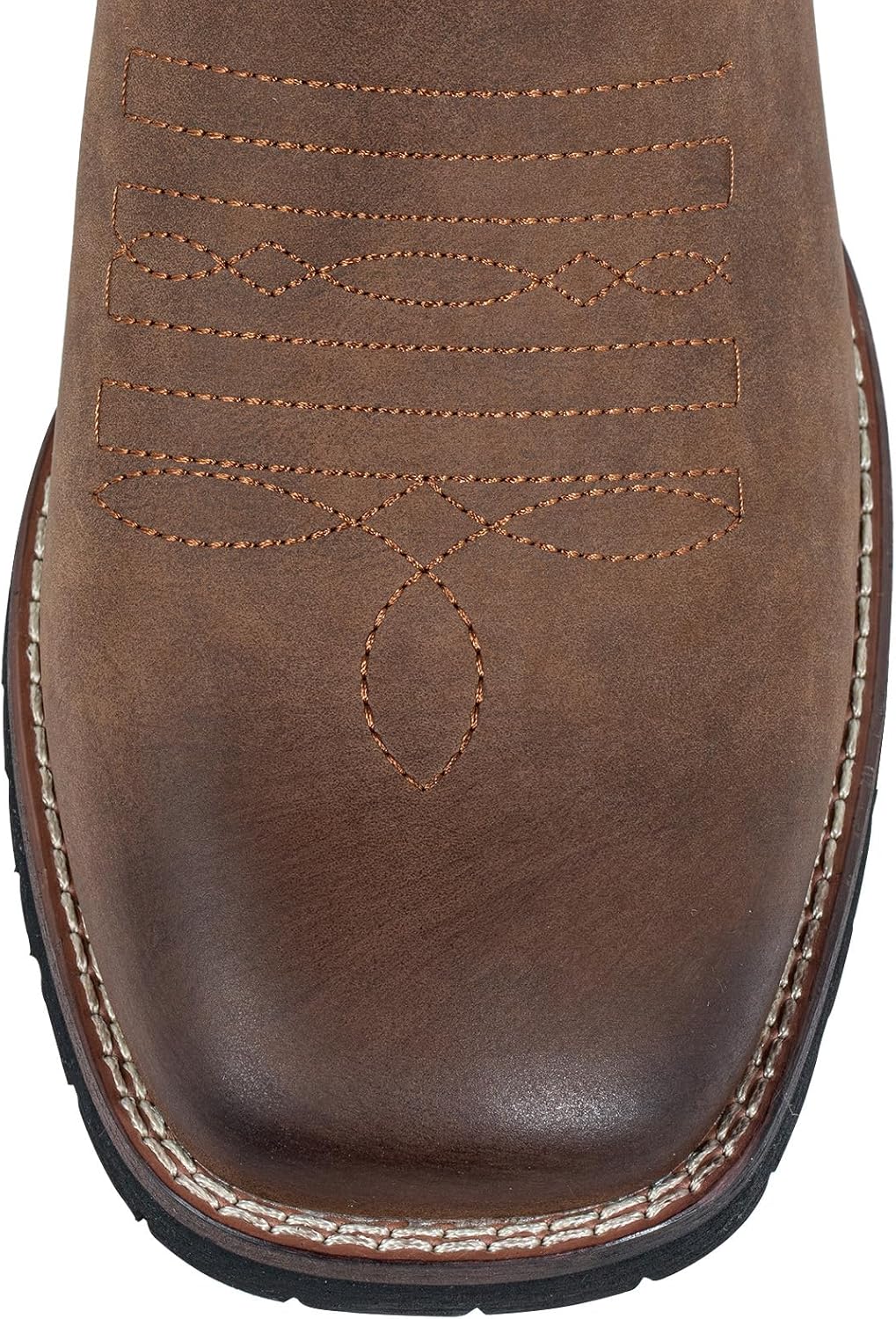 J's.o.l.e Men's Cowboy Boots Wide Square Toe Western Boots for Men Slip-Resistant Pull On Rodeo Boot Brown