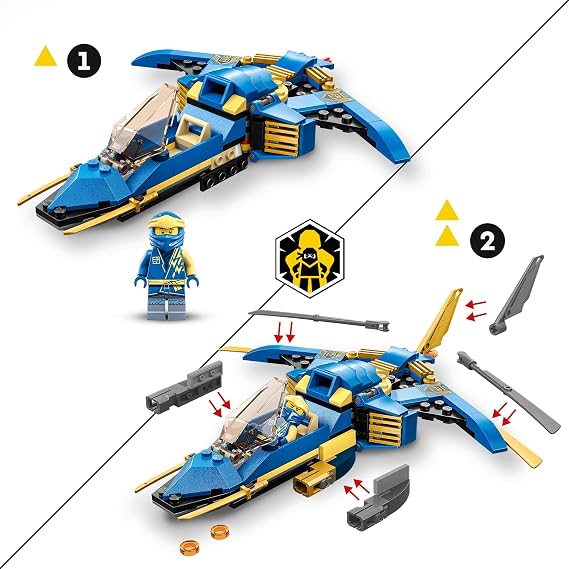 LEGO NINJAGO Jay’s Lightning Jet EVO, Upgradable Toy Plane, Ninja Airplane Building Set, Collectible Birthday Gift Idea for Kids, Boys and Girls Age 7 Plus 71784