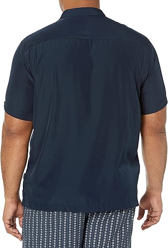 Miniatura 3 de Cubavera Camisa de manga corta con paneles para hombre, ajuste clásico, resistente a las arrugas, camisa casual con botones y cuello extendido