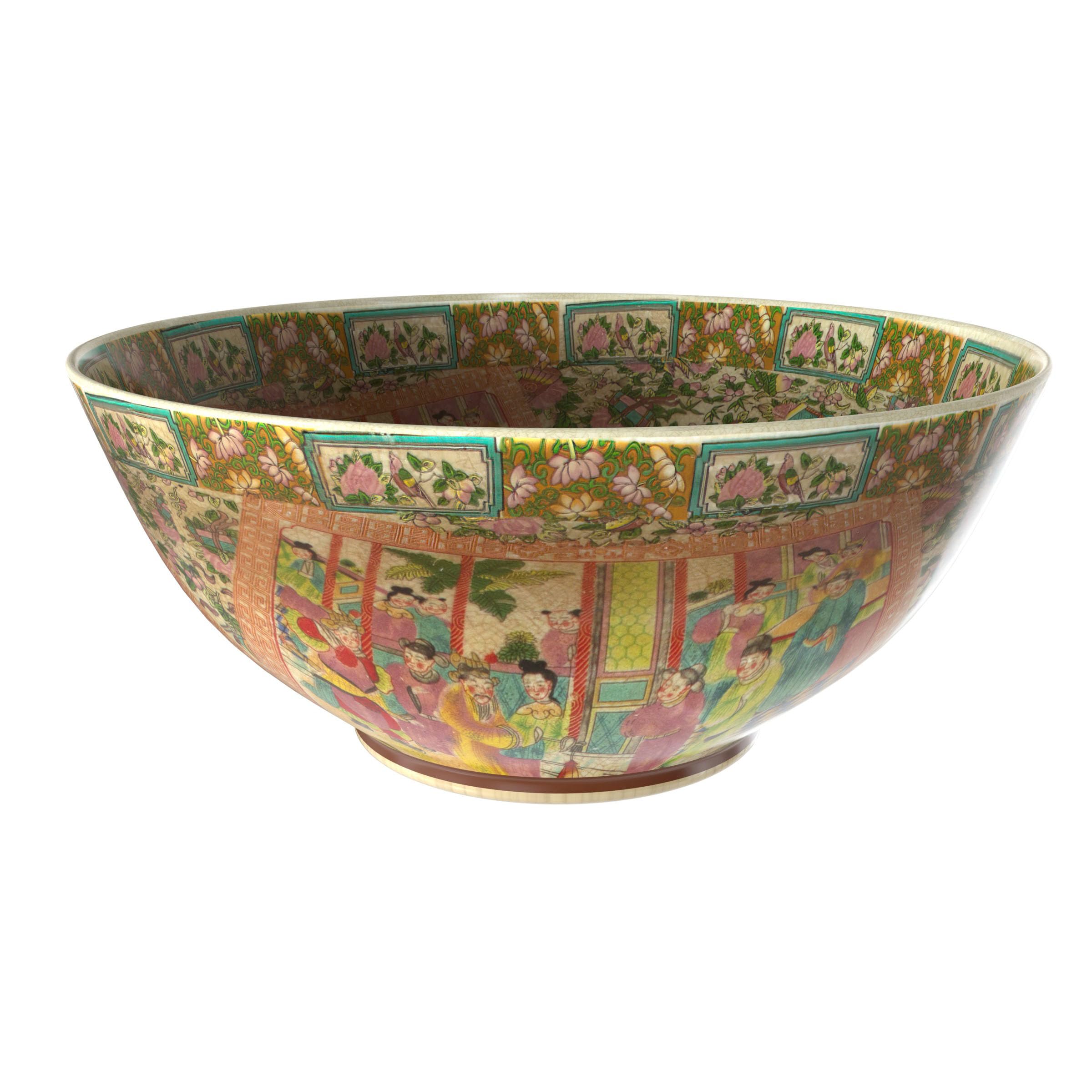 Red Lantern Oriental Furniture 14" Rose Medallion Porcelain Bowl, Large, Multicolor