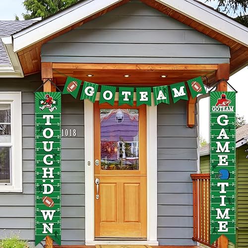 Miniatura 7 de Letrero de decoración de fútbol para porche, cartel colgante de bienvenida para puerta temática deportiva, fiesta, juego, festival, suministros de