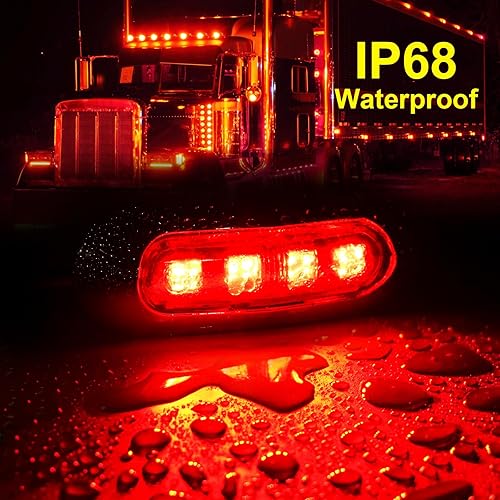 Miniatura 3 de 20 paquete de DC12-24V 9.4 cm 4 LED luces de marcador de remolque, luz de gálibo, lámparas de indicadores frontales, traseras y laterales con bisel