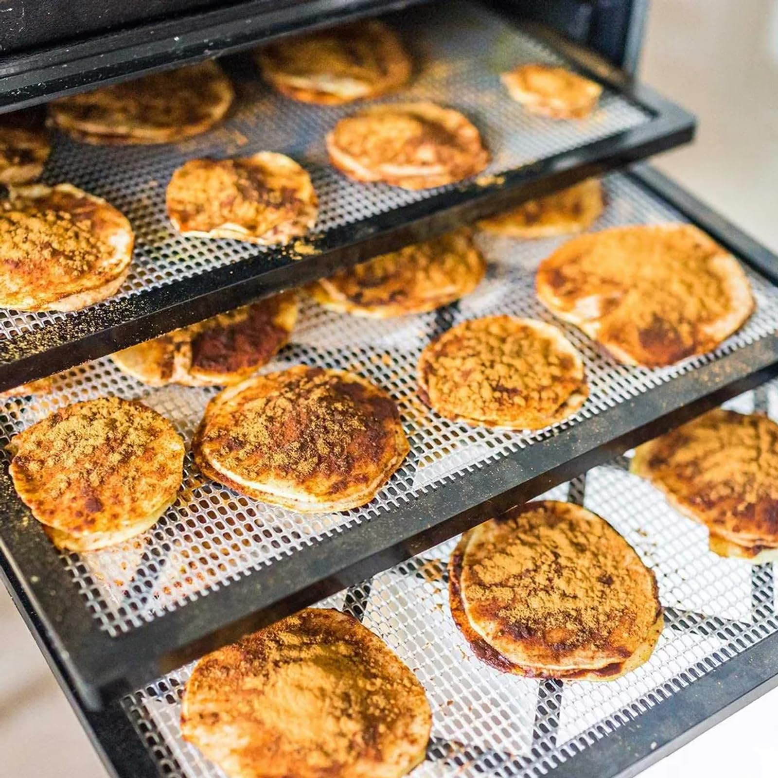5 Piezas Hojas Deshidratadoras de Silicona, Esteras Deshidratantes de Fruta Antiadherente, Tabla de Deshidratación Reutilizable, Estera de Cocina de Malla Cuadrada para Frutas, Verduras y Carnes