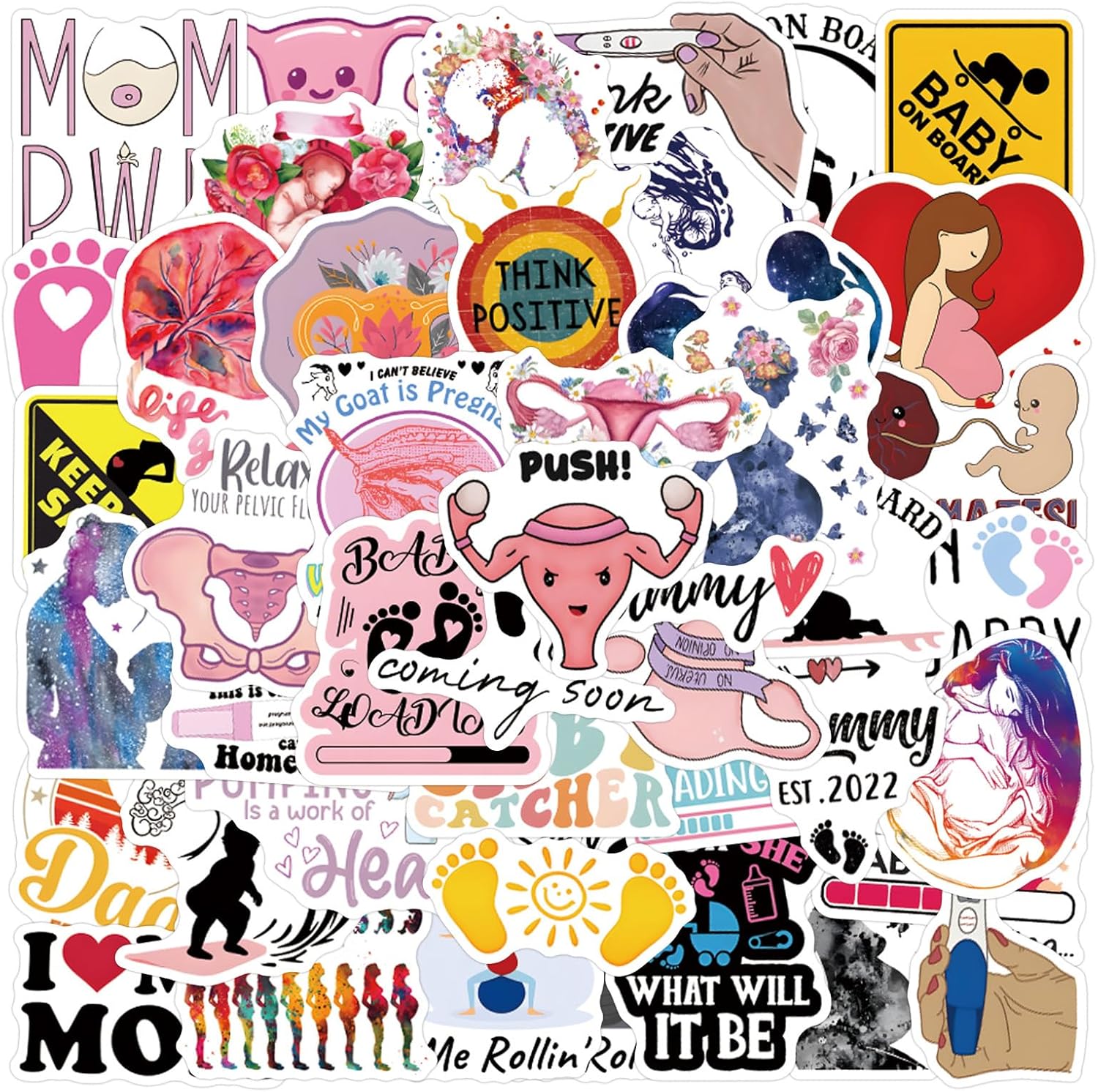 55Pcs Funny Breastfeeding and Pregnancy Stickers for Scrapbooking, Planner - Waterproof Vinyl Breastfeeding Mom Decals Laptop Decals (Pregnant) image 5