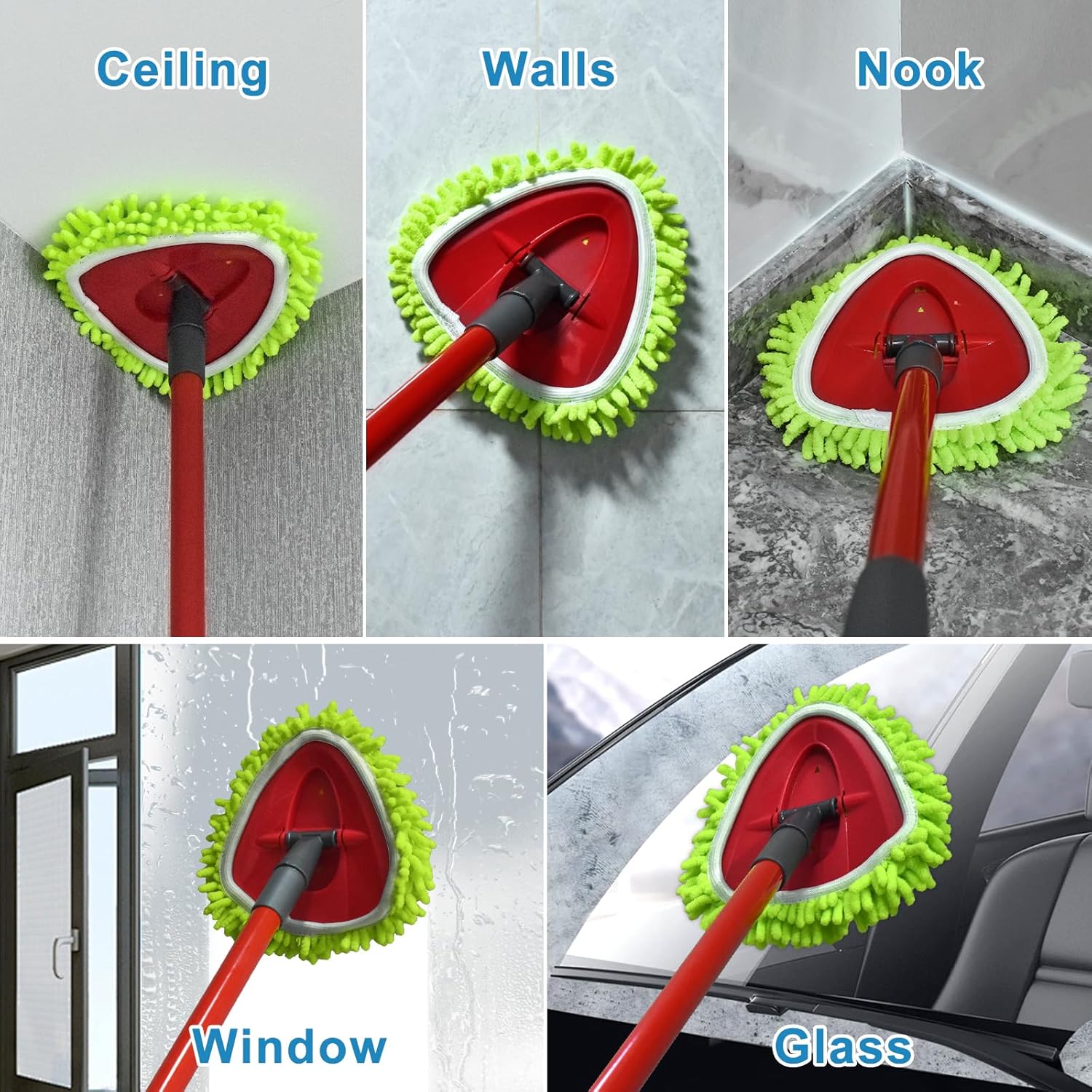 Mop Replace Head for O Cedar, Spin Mop Heads Replacements for Ocedar Easywring 1 Tank Spin Mop, Chenille Duster for Ocedar Mop Include 3 Pack Microfiber Chenille Mop Pad for Ocedar Spin Mop