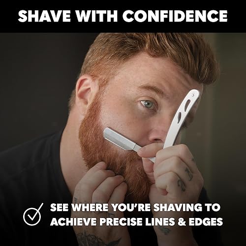 Vista 12 de The Beard Club Straight Razor for Men - Navajas Para Barbero - Barber Straight Edge Razor Kit - Premium Single Derby Blade Cutthroat With 10 Negro