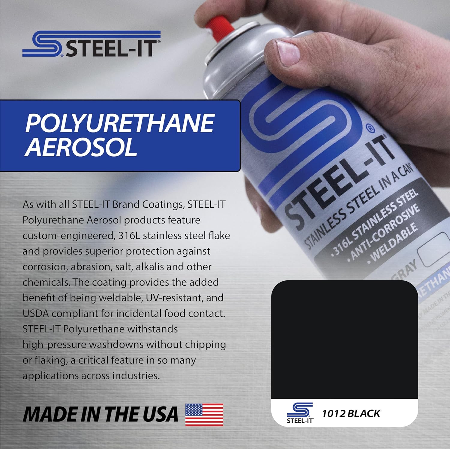 Steel-It 1012D Polyurethane, Industrial Paint Coatings, Weldable, Easy to Apply - Black (2 Pack)