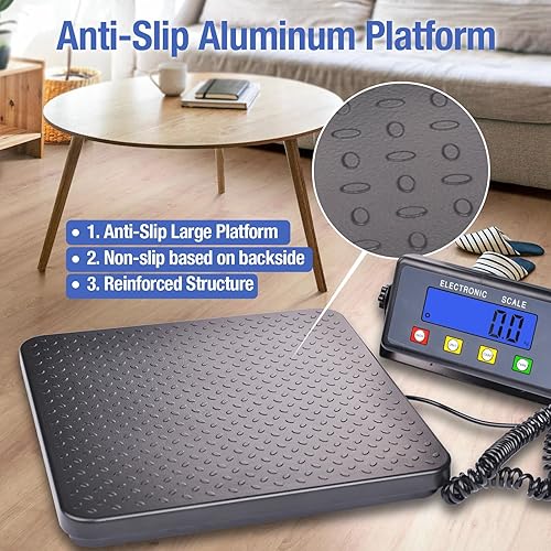 Miniatura 6 de Surmountway - Báscula de envío industrial de 660 libras con plataforma de aluminio antideslizante, 11.8 x 11.8 pulgadas, báscula postal digital
