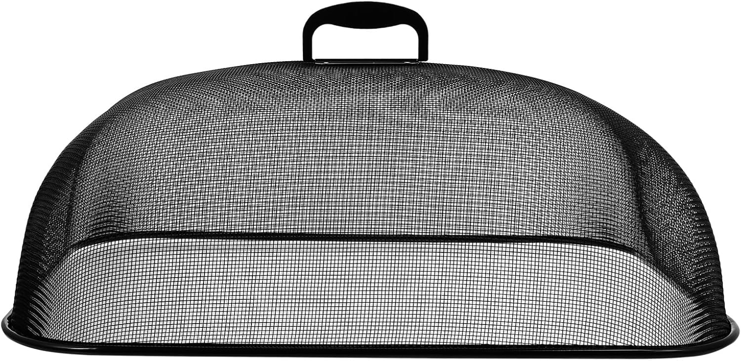 Luxshiny Metal Mesh Food Covers Outdoor Mesh Food Tents Large Screen Plate Covers for Dinner Plates Reusable Fruit Picnic Food Umbrella for Table BBQ Camping Black