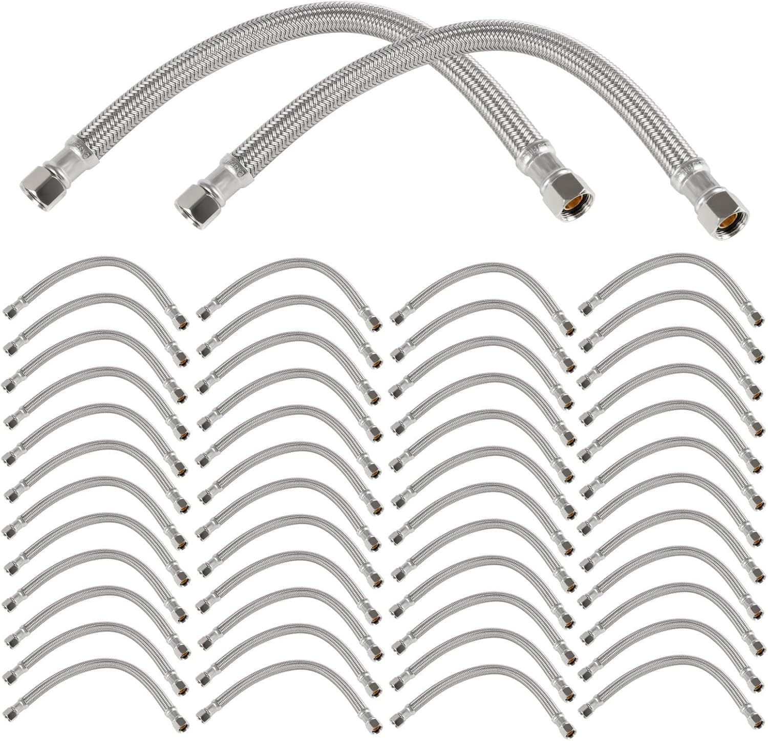 (Pack of 50) EFIELD 12 Inch 3/8" X 3/8" Compression Connection, Polymer Braided Dishwasher Connector Supply Line,(HOSE112)