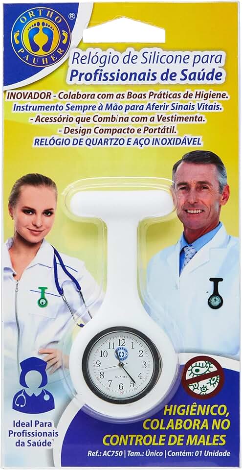Ortho Pauher Relógio De Silicone Para Profissionais De Saúde Branco Único