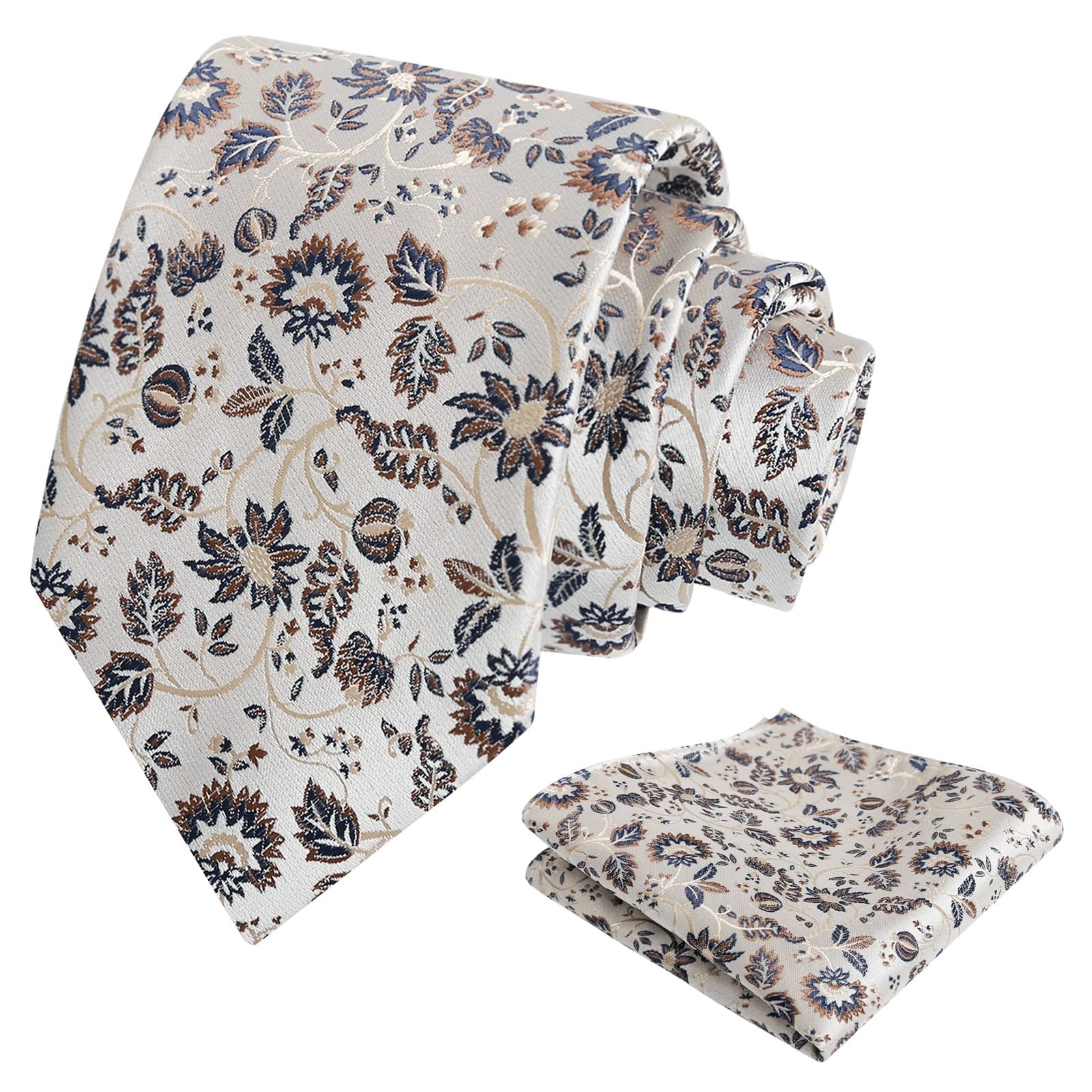 Alizeal Mens 3.15inches Leaf Flower Pattern Tie Set