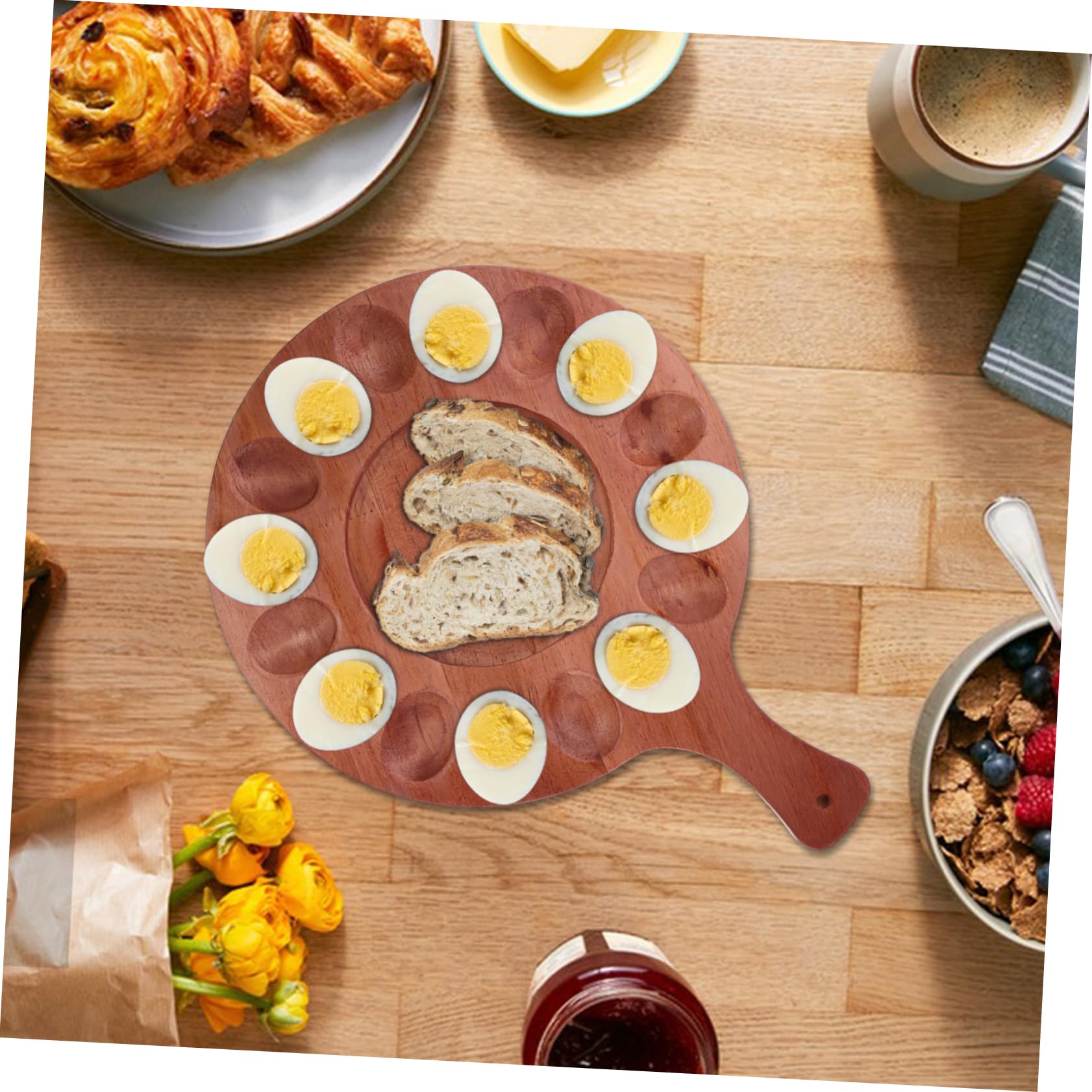 ABOOFAN 4 Piezas Bandeja De Rellenos Plato para Servir Dispensador De Rellenos Plato De Rellenos Pascua Bandeja De Mariscos Huevera Sencilla Porta Madera