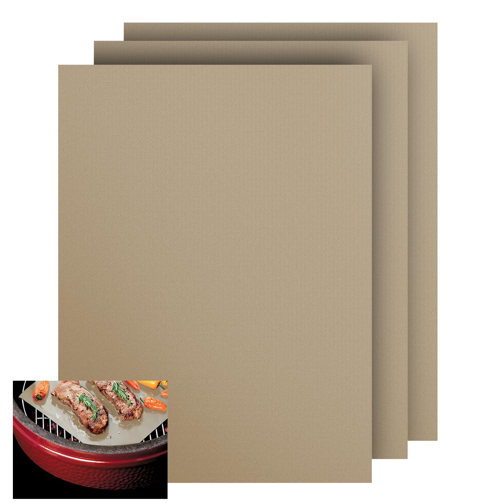 KitchenRaku BBQ Grill Mat, Oven Liners for Bottom of Oven, 32x50cm, 3 Pack