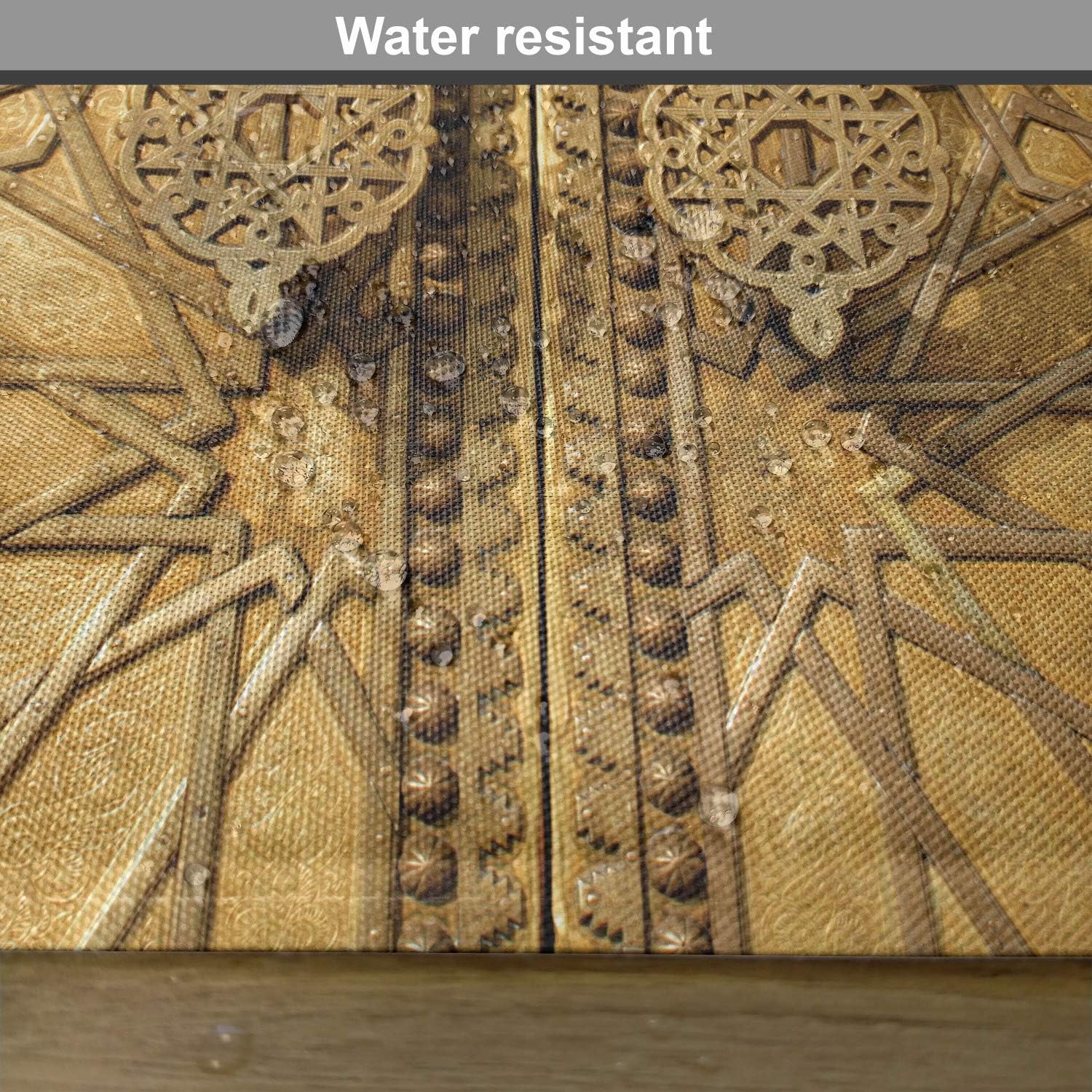 Ambesonne Moroccan Place Mats Set of 4, Royal Palace in Marrakesh Morocco Travel Tourist Attraction Oriental Photo, Washable Fabric Placemats for Dining Table, Standard Size, Pale Brown