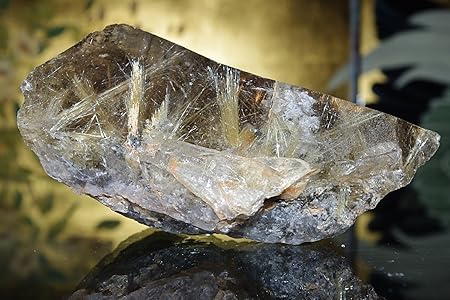 Amazon | theory xyz ルチルクォーツ 置物 母岩(結晶)入り ゴールド