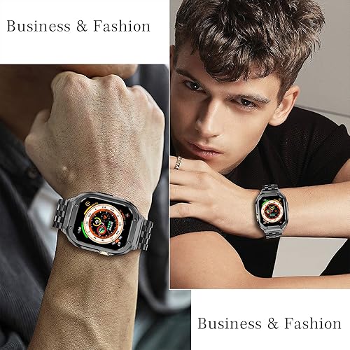 Miniatura 4 de HASLFM - Correa para Apple Watch Ultra con funda compatible con Apple Watch UltraUltra 2 (1.732 pulgadas), correas de metal de acero inoxidable para