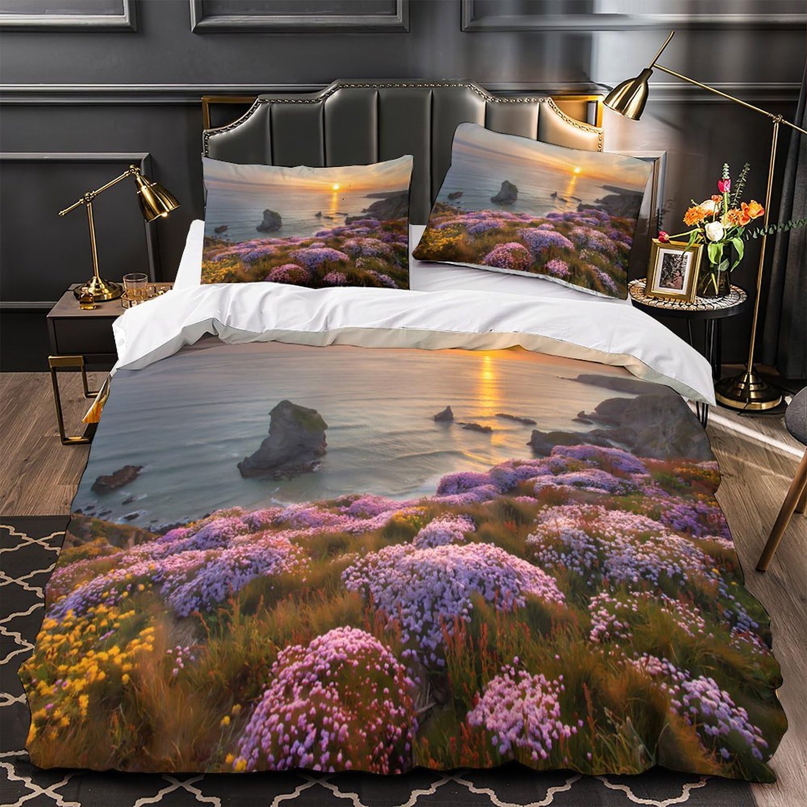 Housse de couette océan 140x200 microfibre avec taie d'oreiller lit simple fille