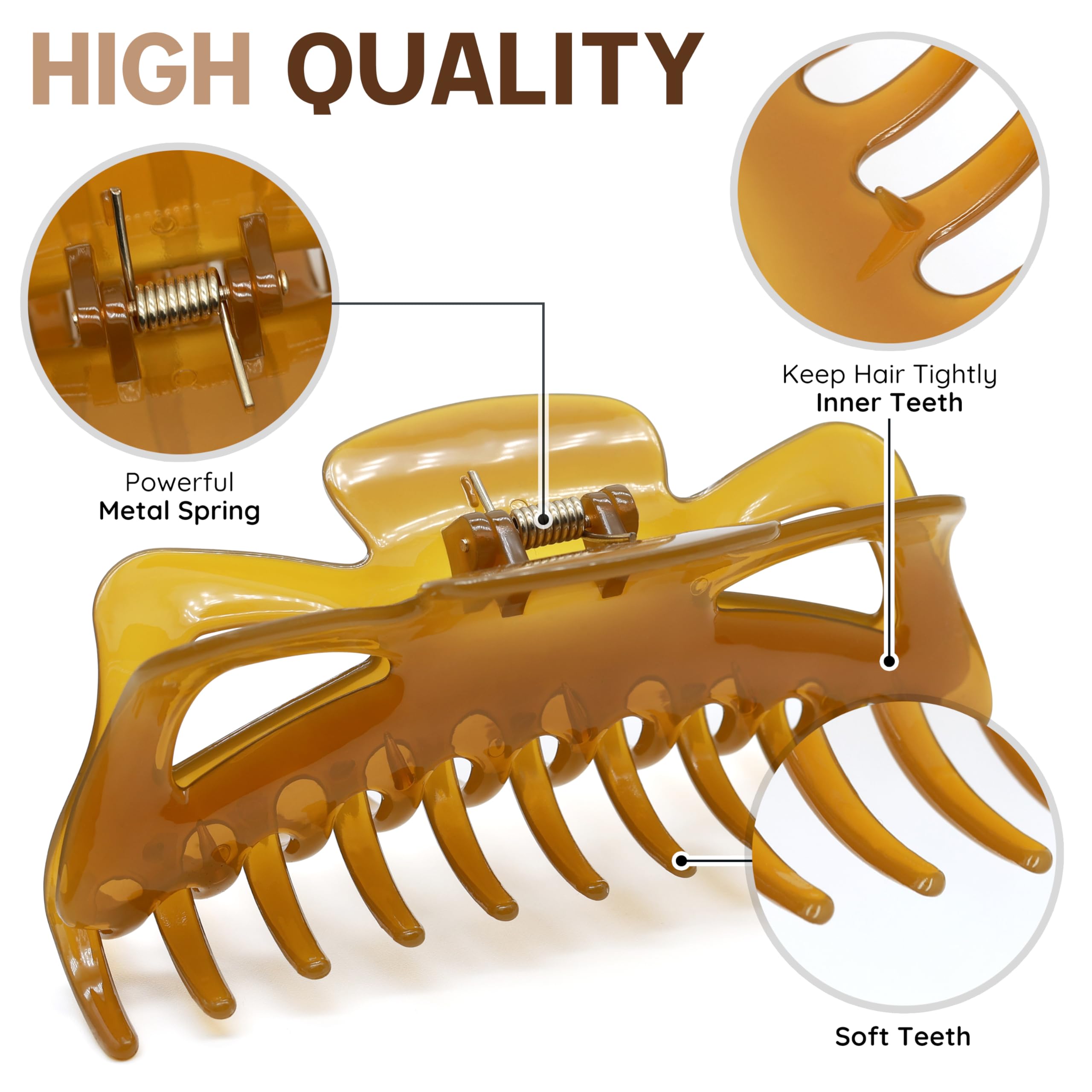 Extra Large Claw Clips 2-Pack for Thick Long Hair, Non-Slip Strong Hold, Jumbo Extra Large Hair Claw Clip, Nonslip Jumbo Strong Holds  main image 4