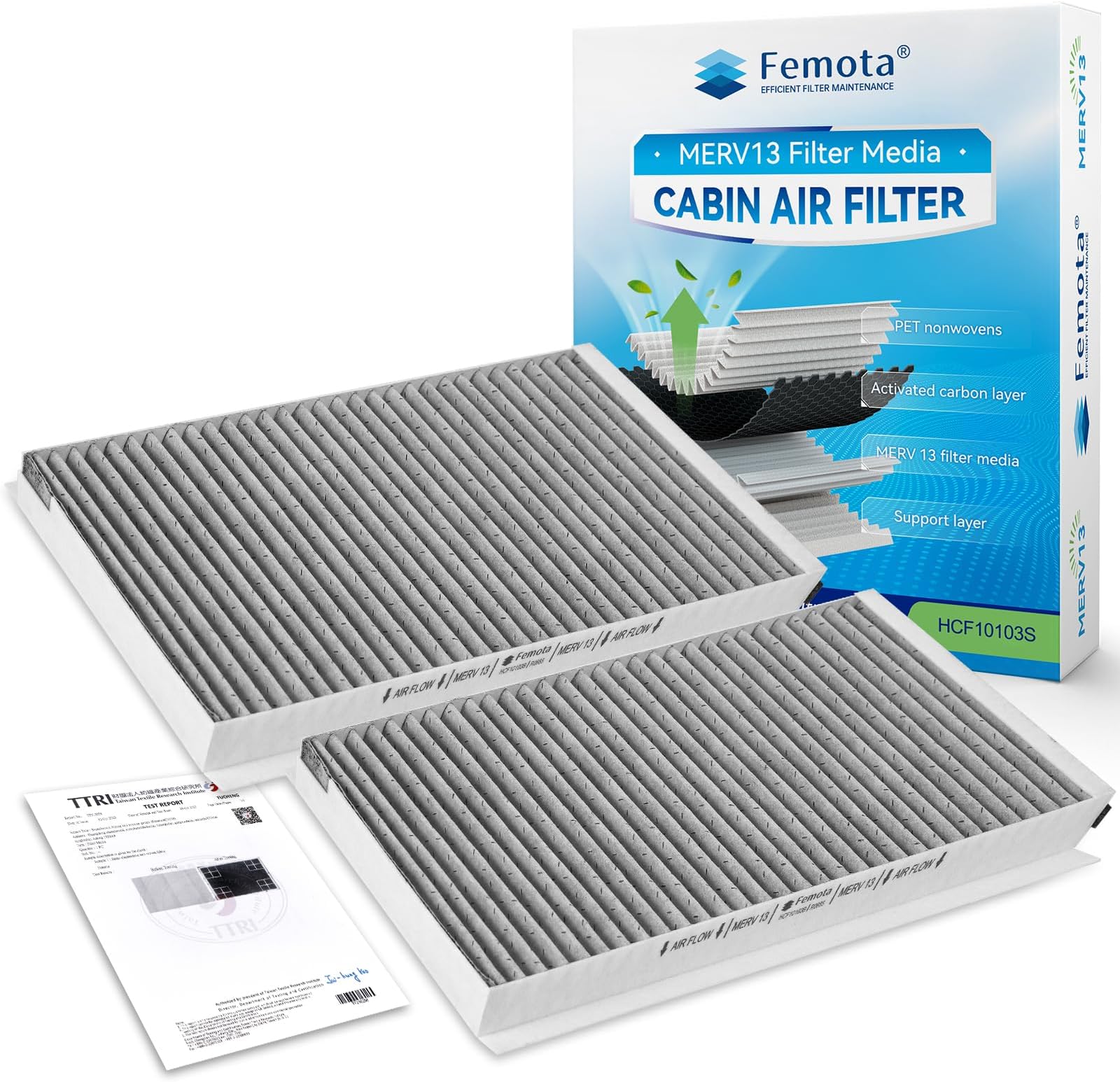 Amazon.com: Femota Tested MERV 13 Cabin Air Filter with Activated ...