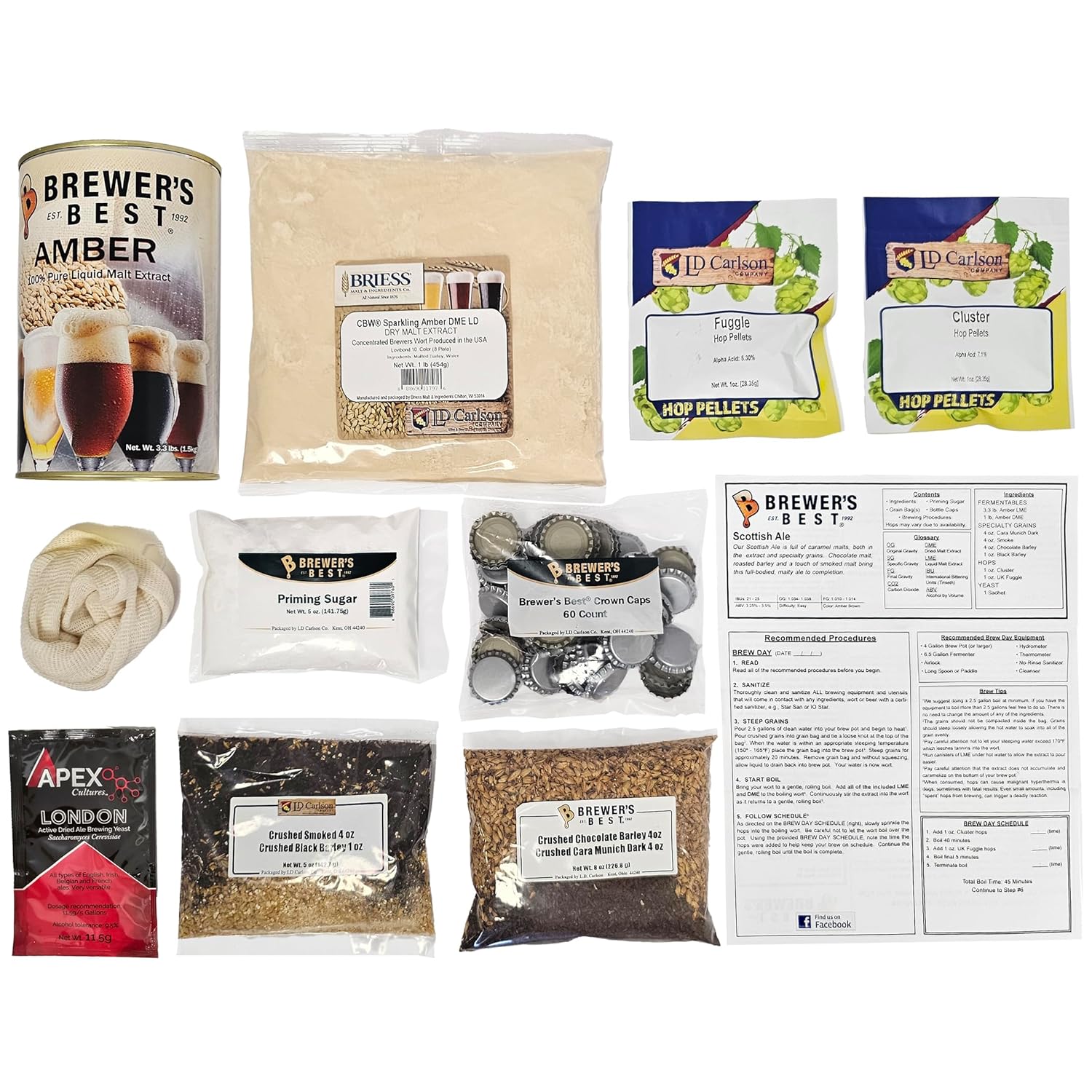 Brewer's Best Home Brew Beer Ingredient Kit (5 Gallon), (Scottish Ale)