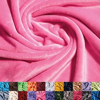 Ice Fabrics Solid Minky Fabric by The Yard - Soft, Smooth and Luxury 58/60" Extra Wide Pink Minky Fabric for Blankets, Apparel, Baby Accessories, Throws, Pillows & More - Pink - 1 Yard