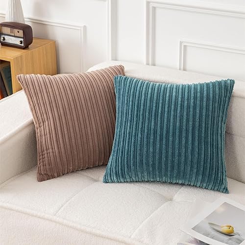 Miniatura 343 de UGASA - Juego de 2 fundas de almohada de terciopelo a rayas, funda decorativa para cojín con cremallera oculta para el hogar, sofá, dormitorio,