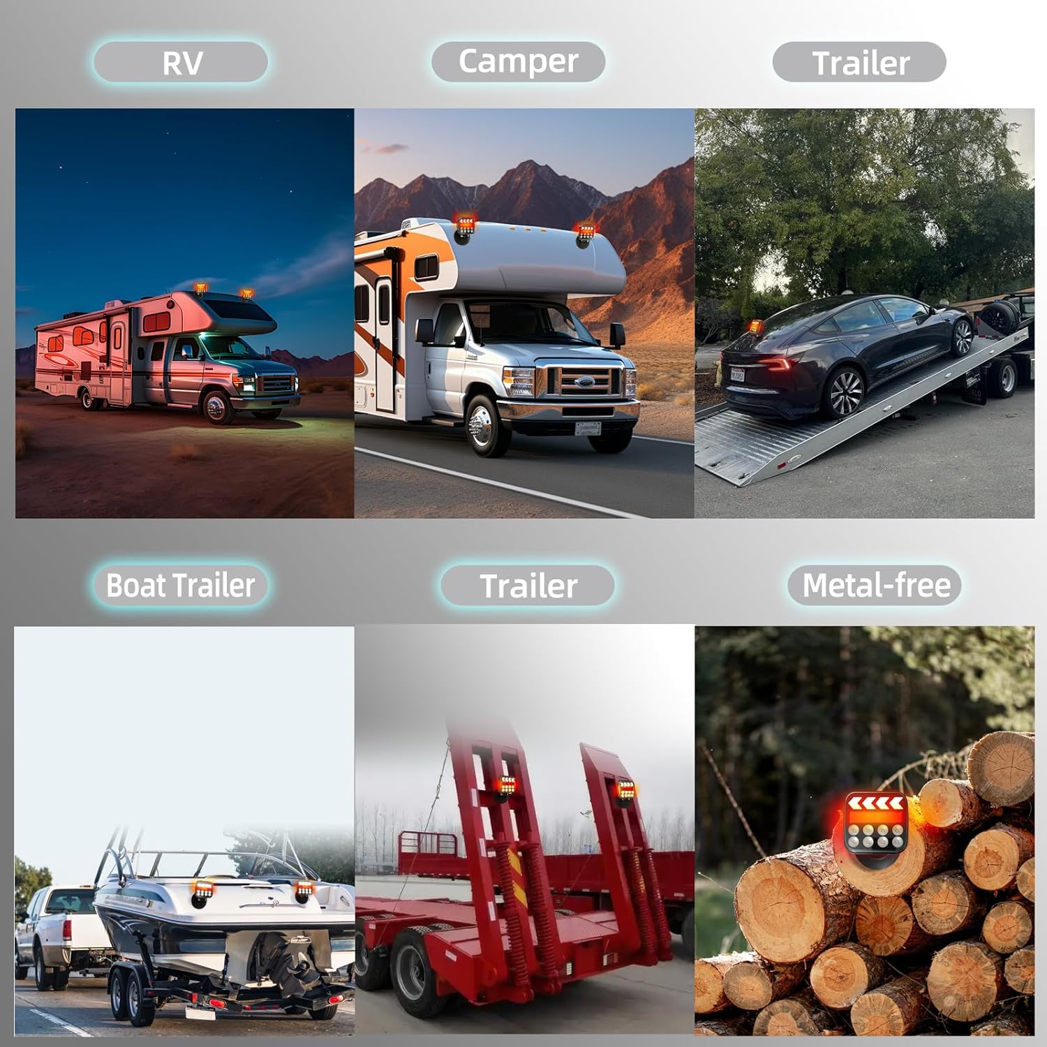 Wireless Trailer Lights Magnetic - Upgraded Rechargeable LED Towing Kit with Strobe, Reverse, Brake & Turn Signals, IP67 Waterproof, 2.4GHz Ultra-Stable Signal for Tow Trucks, Boats, RVs, Caravans