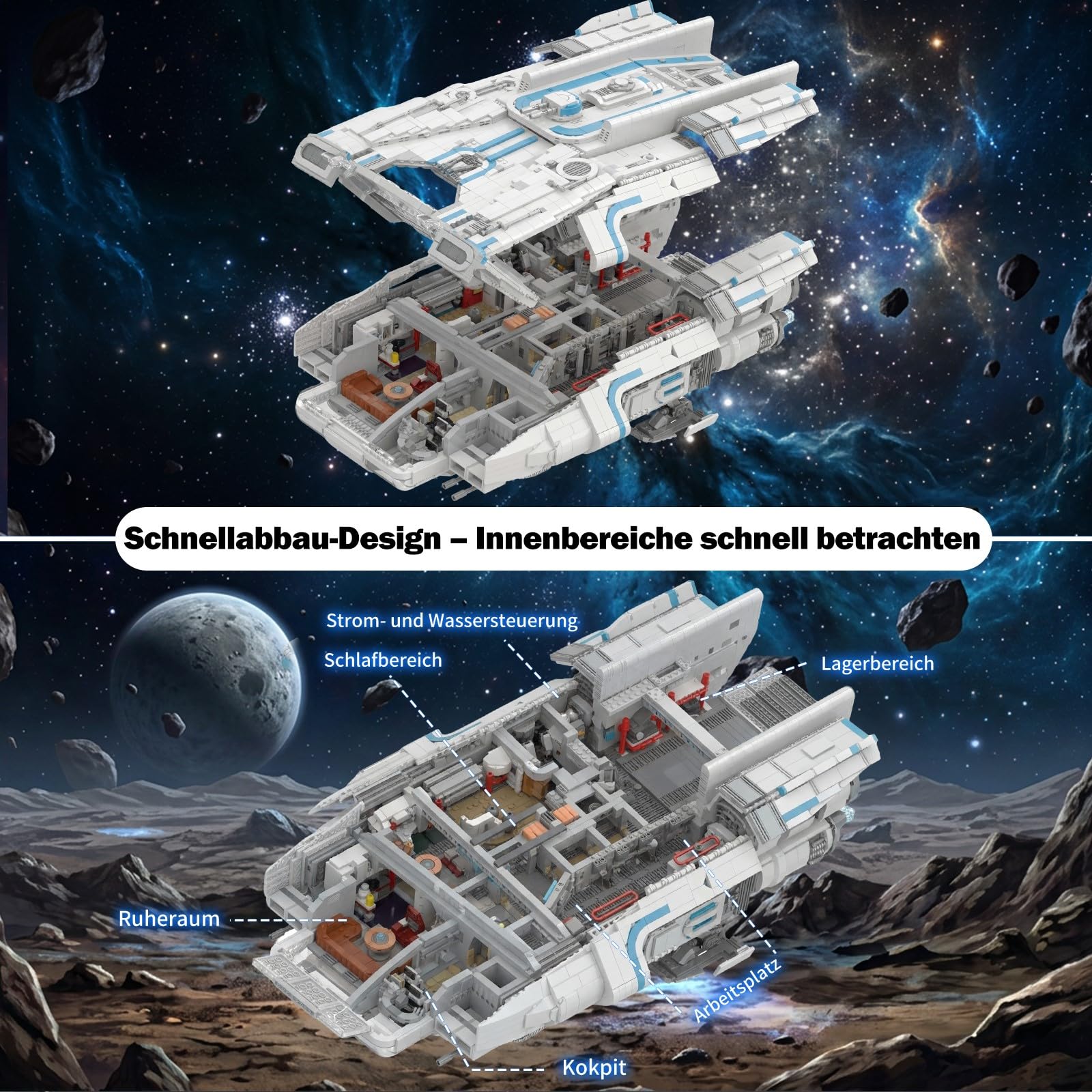Raumschiff Klemmbausteine Space Wars - 5611 Teile Technik Spaceship Modular Buildings, Sci-Fi Bauset für Erwachsene Kompatibel mit Barweer BWR008