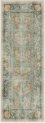 Vista 143 de RUGGABLE x Morris & Co Tapete prémium de pasillo lavable, para pasillo, cocina, entrada, sala de estar, dormitorio u oficina, con base Madreselva