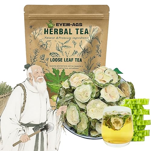 Té orgánico de melón amargo, melón amargo orgánico en rodajas, Momordica Charantia seca natural premium, sin OMG (3.52 onzas)