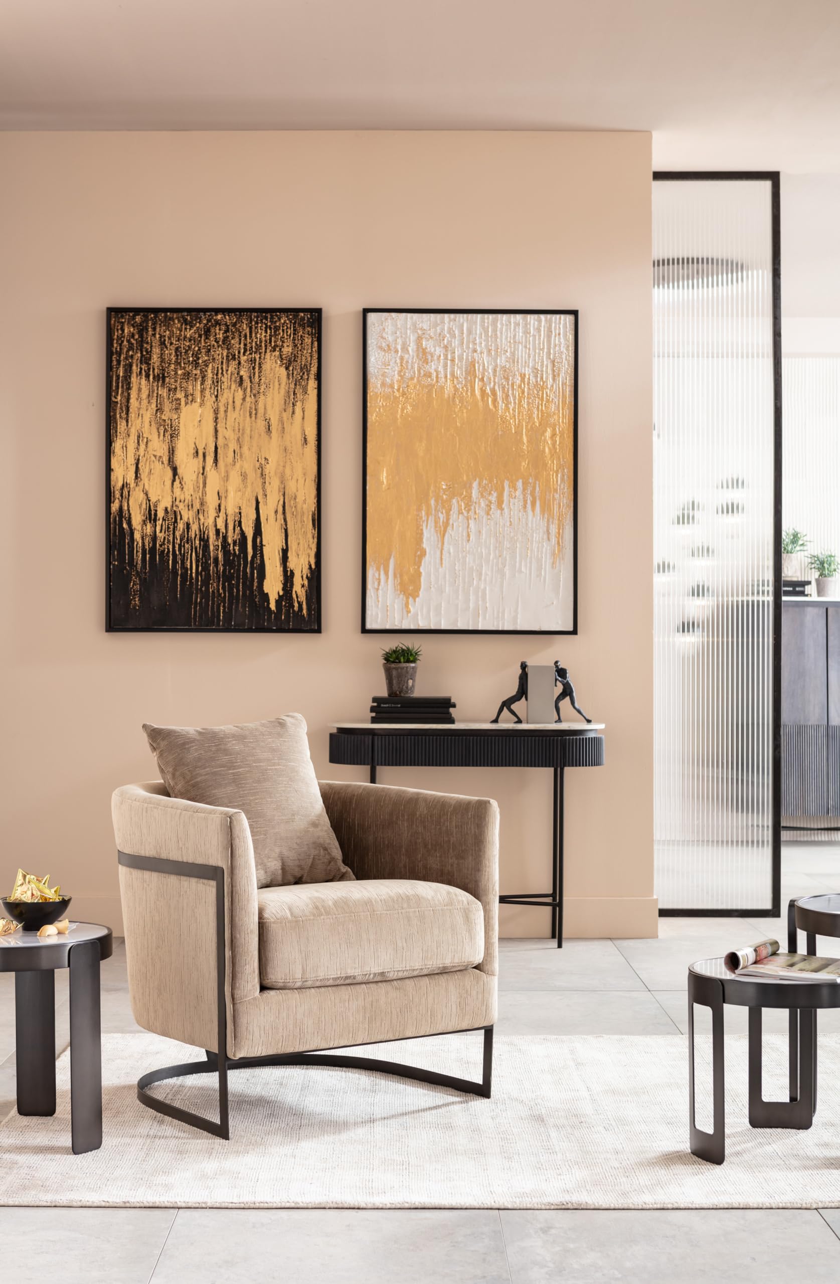 Kare Design Lienzo Abstract, Negro, 120x80 cm, con Marco de Madera Maciza, Pintura Acrílica Hecha a Mano, Arte Abstracto Moderno
