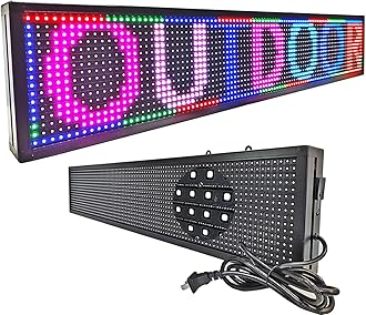 HS Programmable Scrolling led sign, High Brightness Full Color Outdoor Waterproof, Digital Display Board for Advertising Store Business Window Restaurant P10 (39''x8'')
