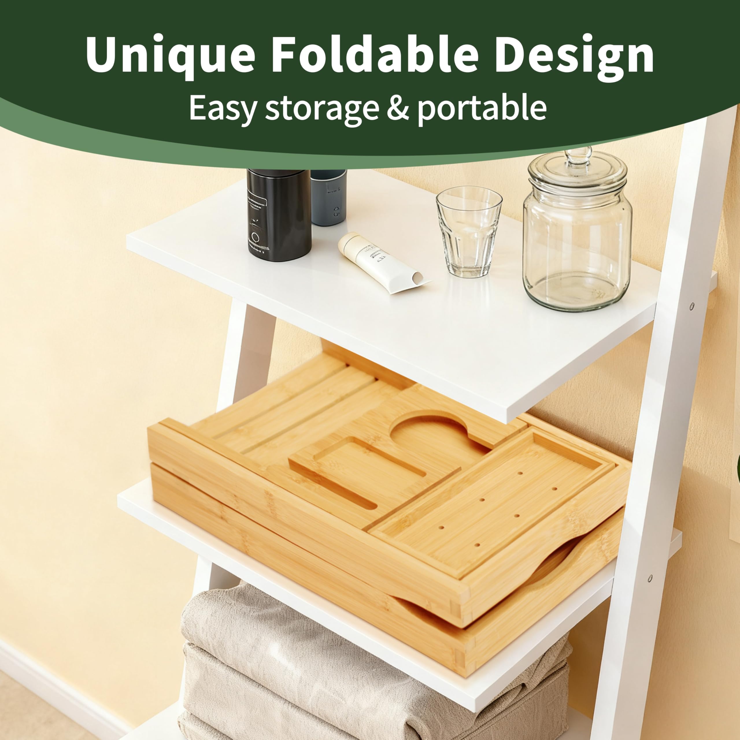 Plateau de baignoire pliable en bambou naturel de qualité supérieure pour baignoire, étagère de baignoire, plateau de table de bain extensible, accessoires de baignoire et de salle de bain